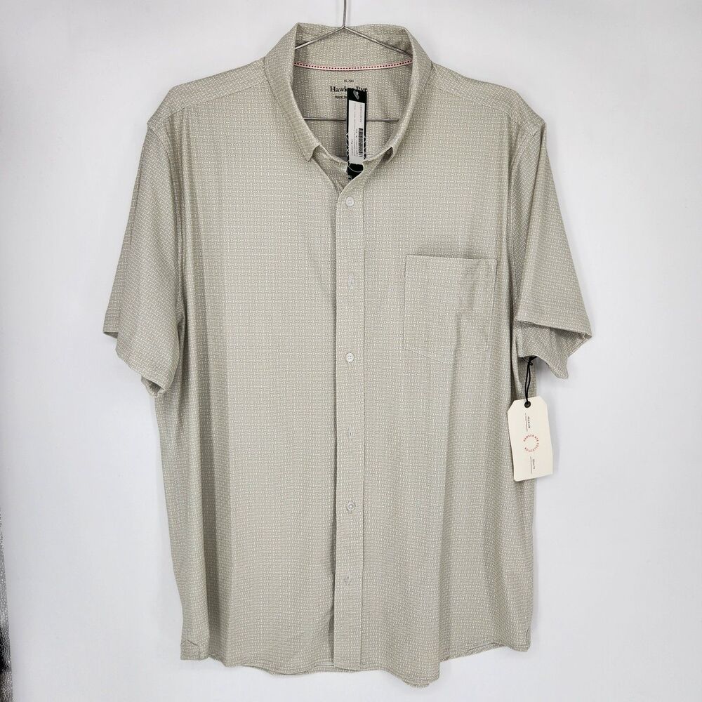 Hawker Rye Men's Light Green XL-SH Short Sleeve Knoven Commuter Shirt NWT‎